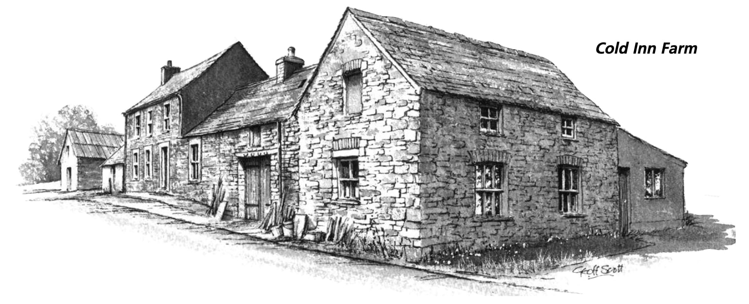 Image Pen drawing of Cold Inn Farm before it was restored.